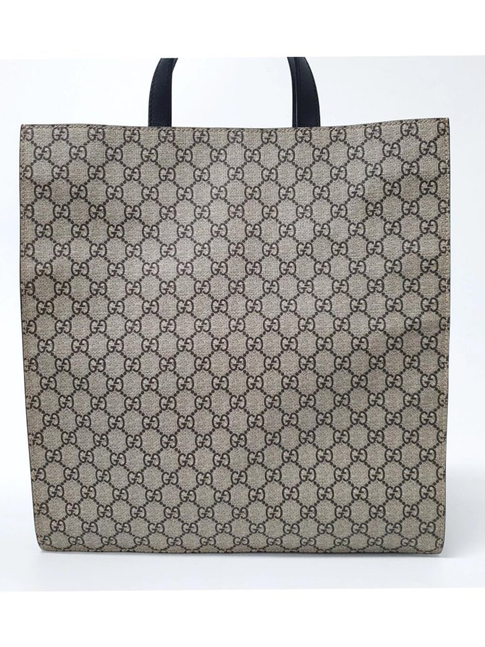 Authentic Gucci GG Supreme Bee Tote Bag Large Canvas Black Leather - Picture 3 of 12